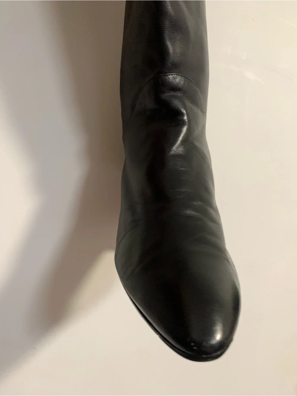 Made in Italy! Size 7 1/2 Classic Black Leather Knee-High Women's Boots